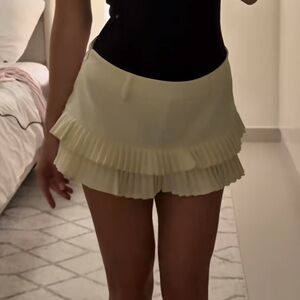 Cream Pleated Skirt